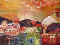 Painting by Sandipa: Jewel Stone Sky: Kahurangi Pohatu - Australian Landscape Art