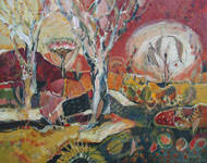 Painting by Sandipa: Lalgambook: Billabong - Australian Landscape Art
