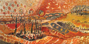 Painting by Sandipa: Magpie Song - Australian Landscape Art