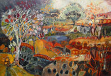 Painting by Sandipa: Lalgambook: Mount Franklin Protectorate - Australian Landscape Art