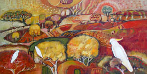 Painting by Sandipa: Path Across a Resting Land: Glenlyon - Australian Landscape Art