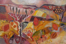 Painting by Sandipa: Land Matters: Orchard in the Highlands - Australian Landscape Art